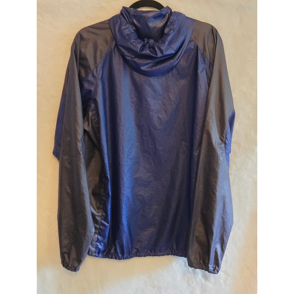 GoLite Mens Large Blue Grey Hooded Windbreaker Jacket Full Zip Lightweight